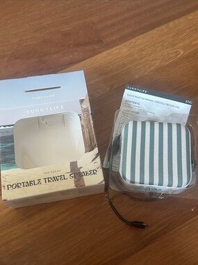 Sunnylife Striped Portable Speaker - Teal & White
